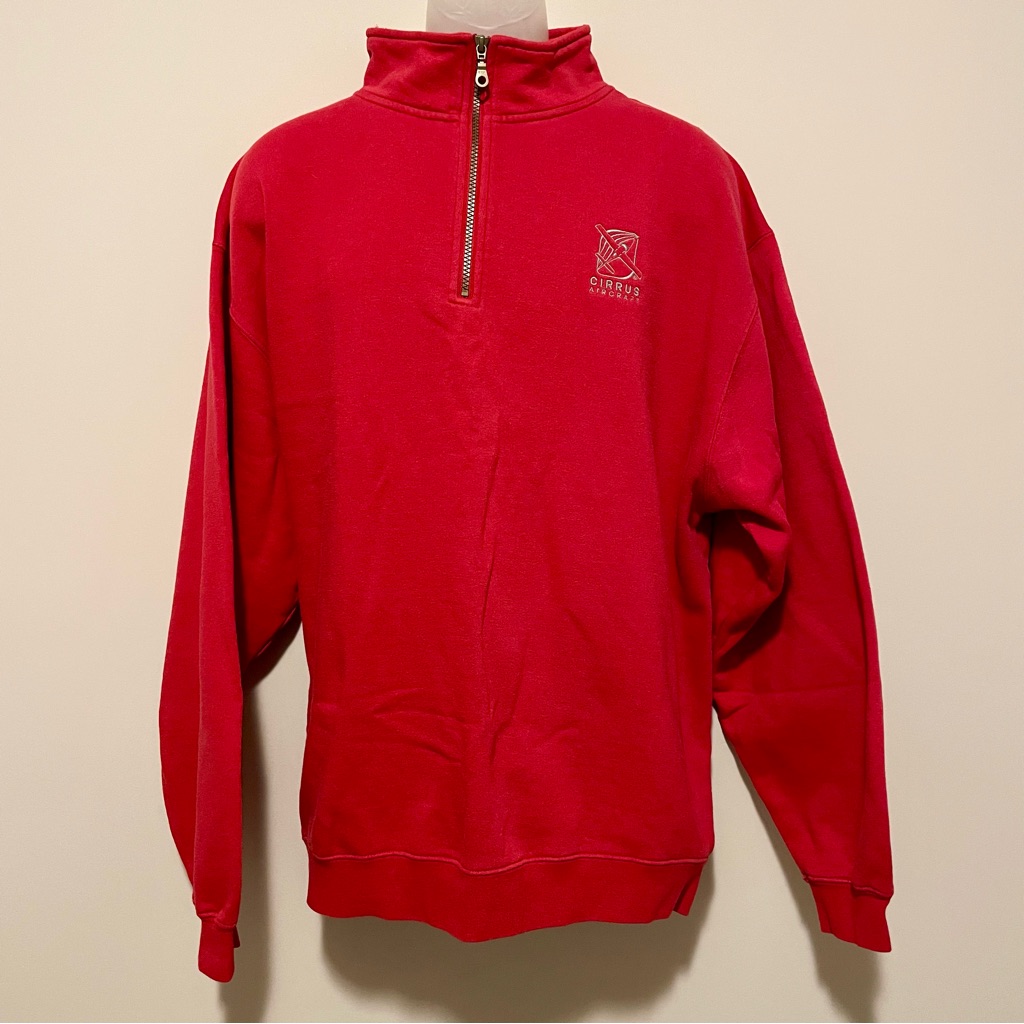 Euc | Men’s Sport-Tek Red Cirrus Aircraft 1/4 Zip Sweatshirt | Size 2xl